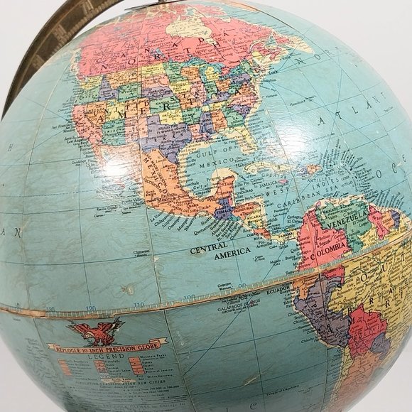 Vintage 1950s REPLOGLE 10 Inch Earth Reference Globe On Stand #1342 - Picture 9 of 16
